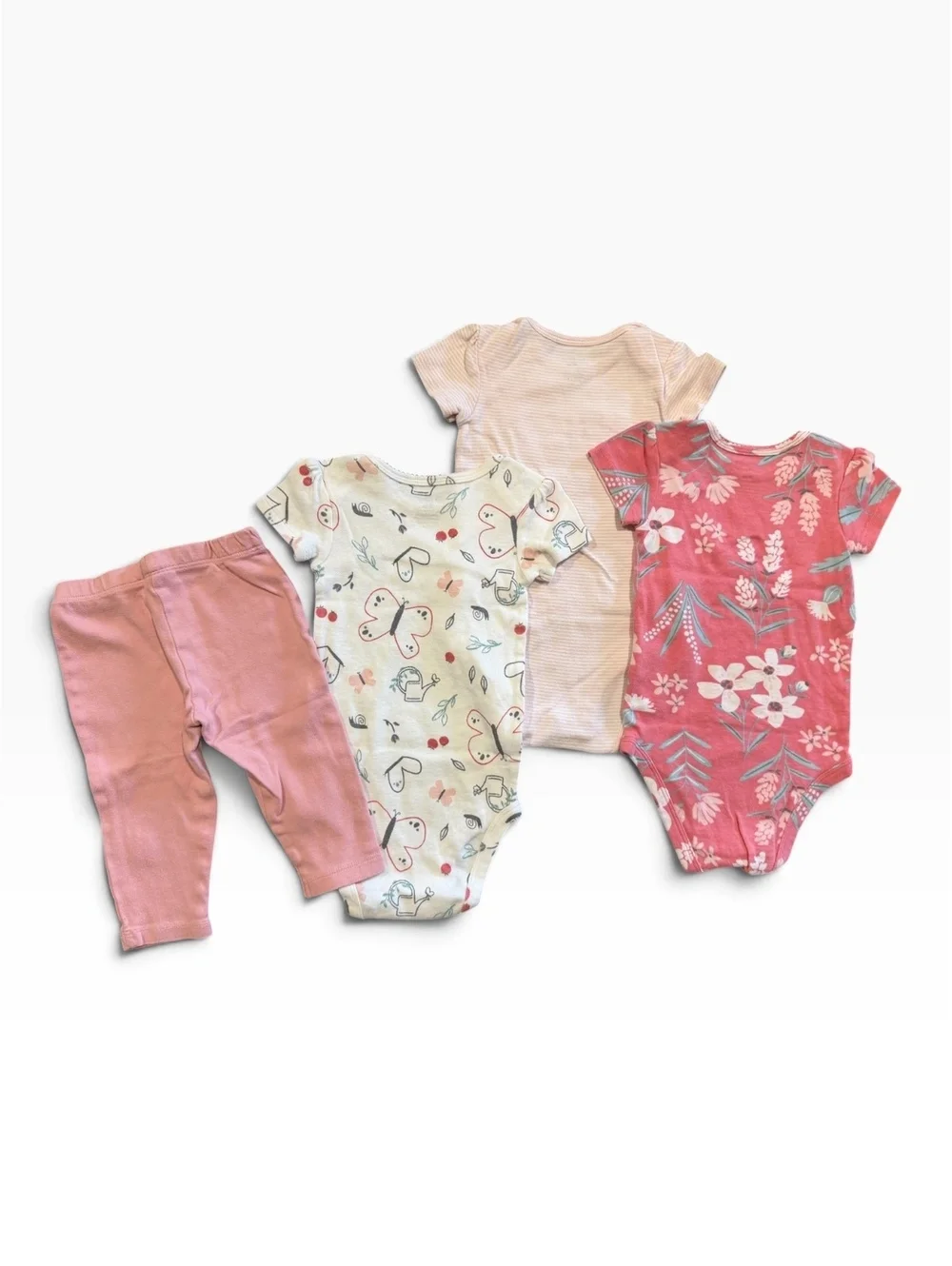 Carter's Baby Girls' 9 Months 4-Piece Bodysuit and Leggings Set Floral & Heart